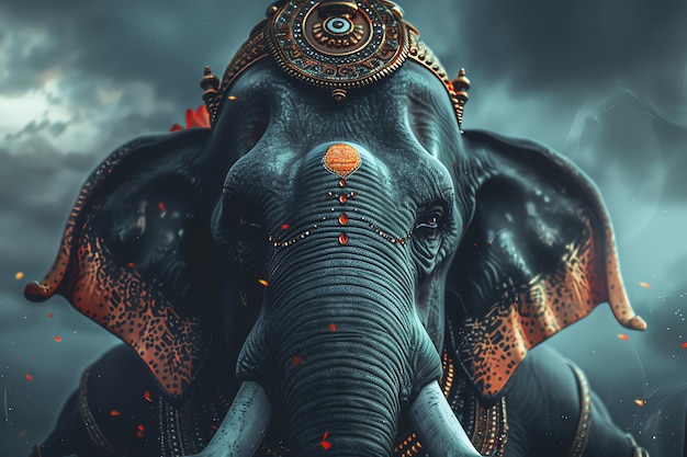 Elephant God india symbol with copy space