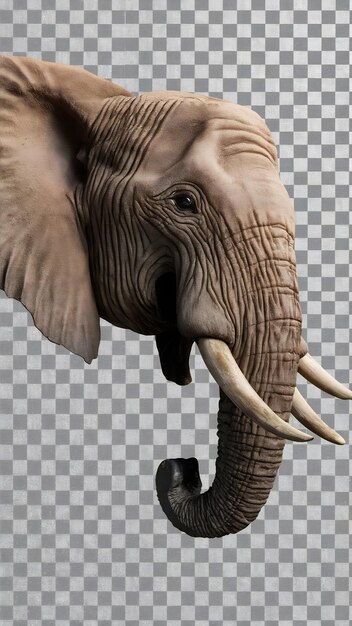 Photo elephant head side view on transparency background png