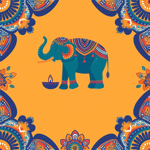 Photo elephant indian diwali background for greeting card