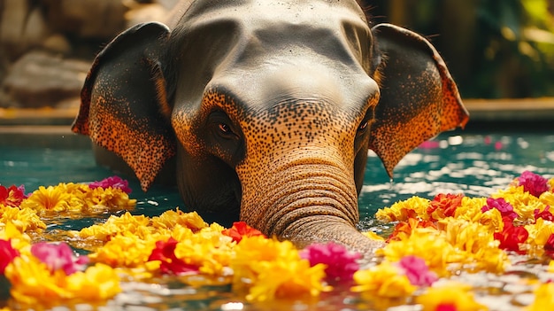 Photo an elephant indulging in a luxurious spa experience for holistic wellbeing and relaxation