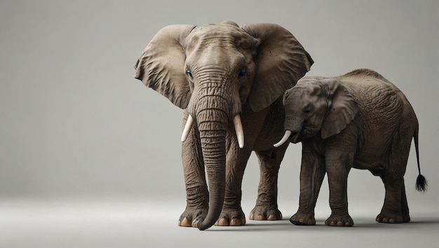 An elephant is standing on a patch of dry cracked earth The background is obscured by a grey fog