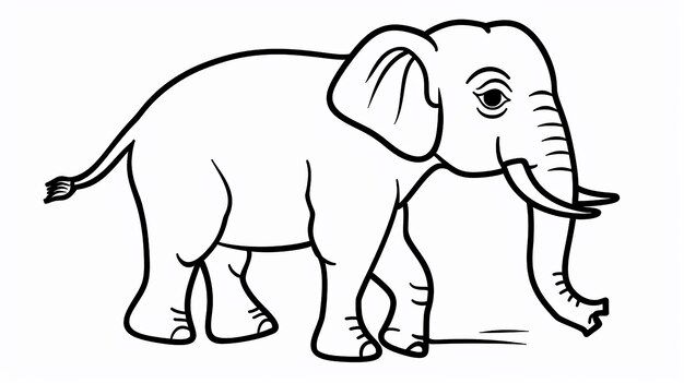 Photo an elephant on isolated white background children coloring work book