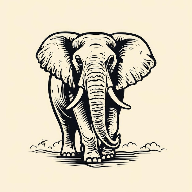 Elephant logo black and white AI generated Image