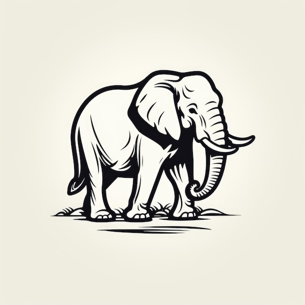 Elephant logo black and white AI generated Image