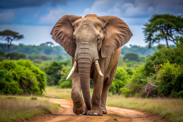 Elephant on the move An adult male elephant walking