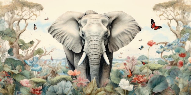 elephant in the rainforest background wallpaper