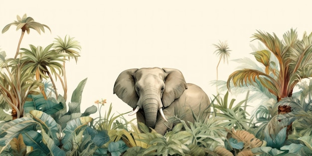 elephant in the rainforest background wallpaper