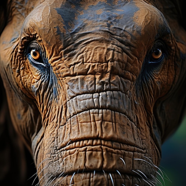 An elephant's face and trunk in close up Generative AI