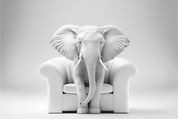 An elephant sitting on top of a green couch generative ai