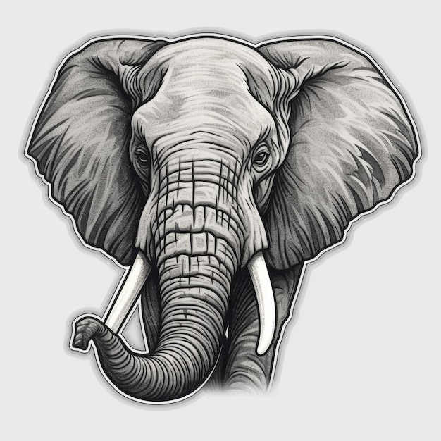 Photo elephant sticker black and white decorative art