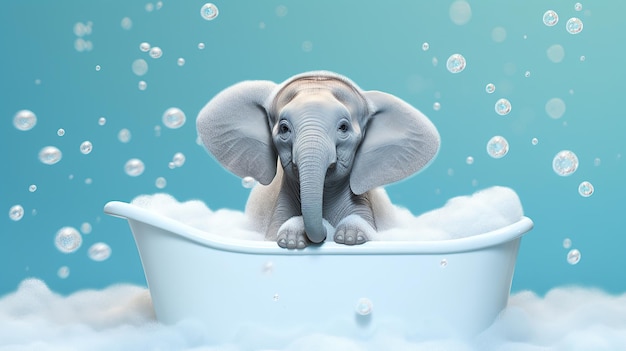 Elephant washing Generative AI