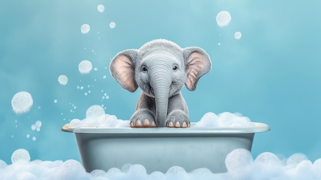 Elephant washing Generative AI