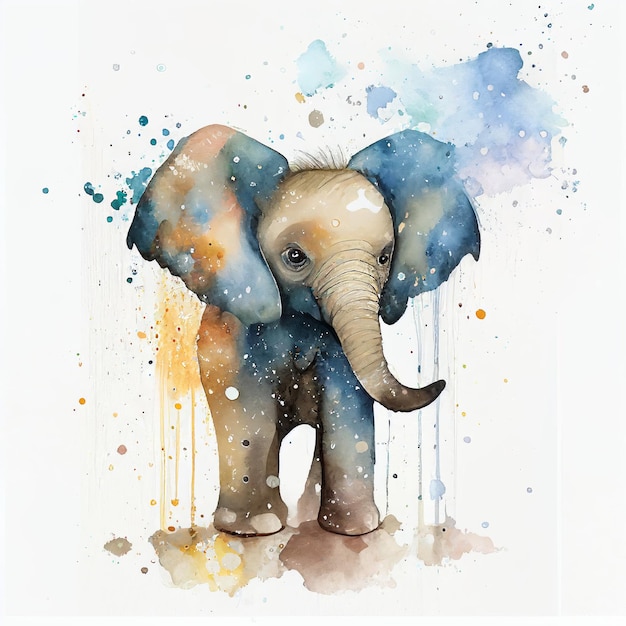 Elephant watercolor style Generative AI