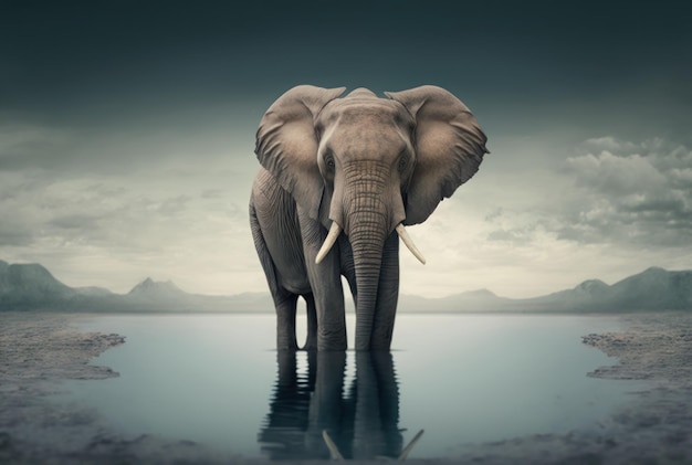 Elephant with copy space background World wildlife day concept