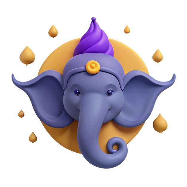 an elephant with a purple hat on its head