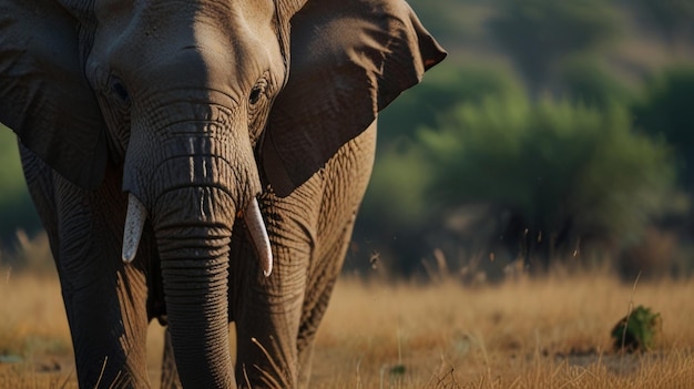 Photo elephants in a field in the middle of the forest in the middle of the forest