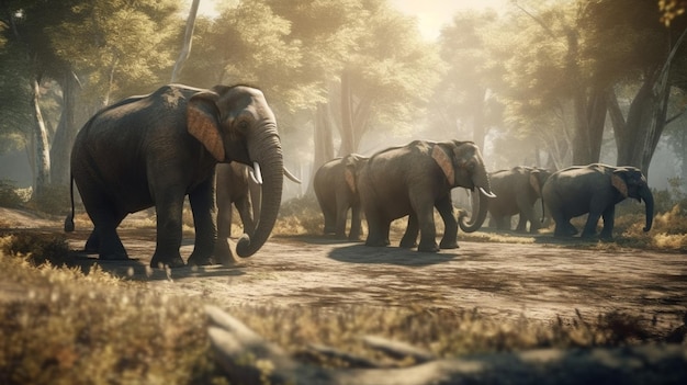 Elephants in the forest Generative Ai