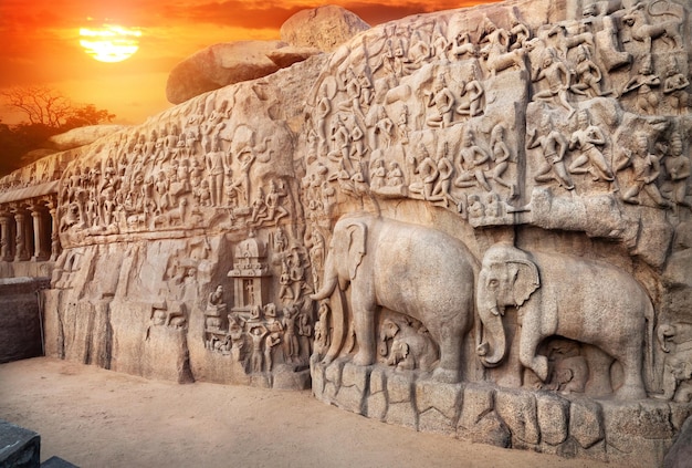 Elephants rock in Mamallapuram