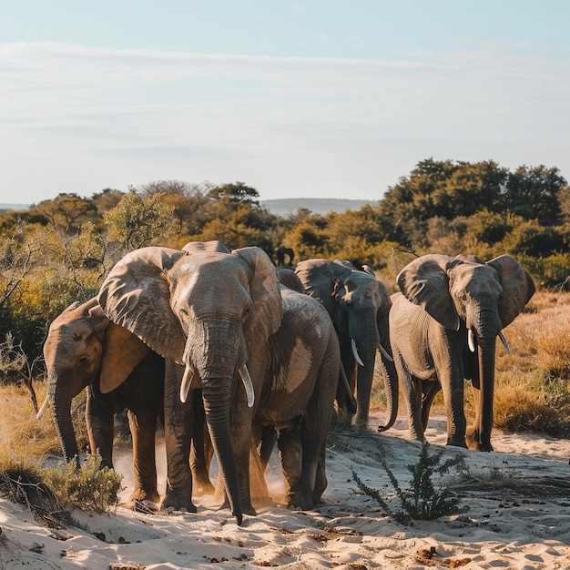 Elephants in a sandy group a majestic sight