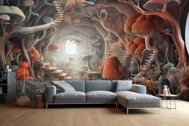 Elevate your room with this stunning 3D wallpaper Generative Ai