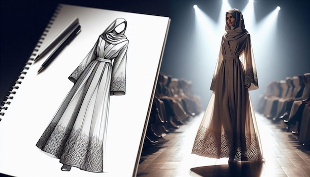 Elevate Your Wardrobe Chic Abaya with Stunning Geometric Embroidery for a FashionForward Look