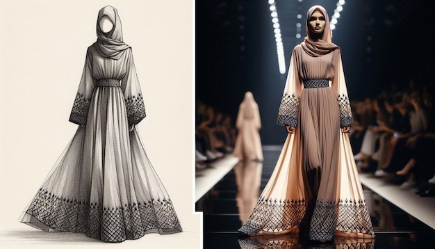 Elevate Your Wardrobe Chic Abaya with Stunning Geometric Embroidery for a FashionForward Look