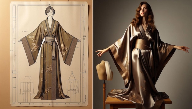 Elevate Your Wardrobe Intricate Sewing Pattern for a Chic KimonoStyle Robe with Stunning Details