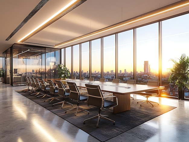 Elevated Perspectives A Modern Boardroom with Panoramic City Views