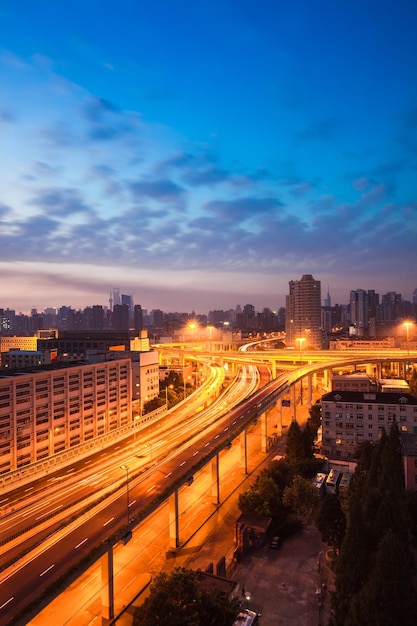 Elevated road at sunrise in shanghaiChina