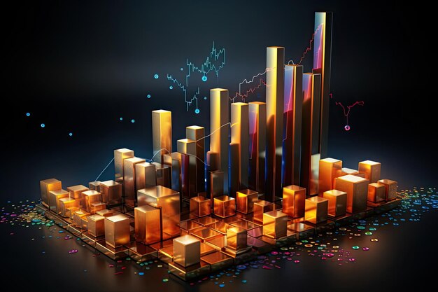 Photo elevating achievement financial indicators and currency exchange rates growth visualization