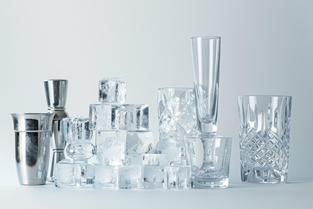 Elevating Drinks with Ice Bar Accessories On White Background