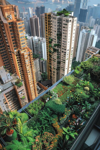 Photo elevating urban greenery rooftop gardens banner