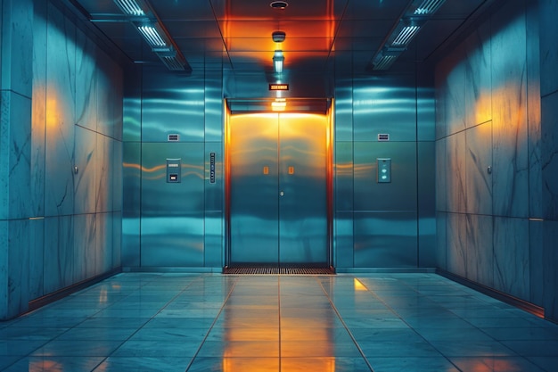 An elevator with a digital floor display that changes dynamically as it moves