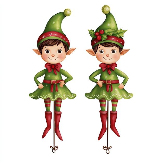 Photo elf tree toppers christmas illustration background