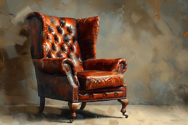 Elijahs Chair With Texture of Aged Leather Distressed Leathe Illustration Trending Background Decor