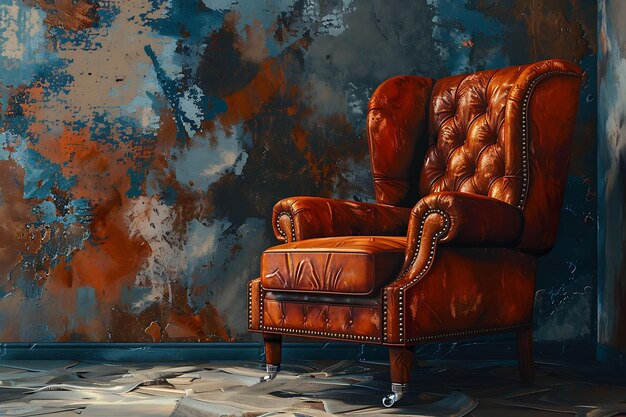 Elijahs Chair With Texture of Aged Leather Distressed Leathe Illustration Trending Background Decor