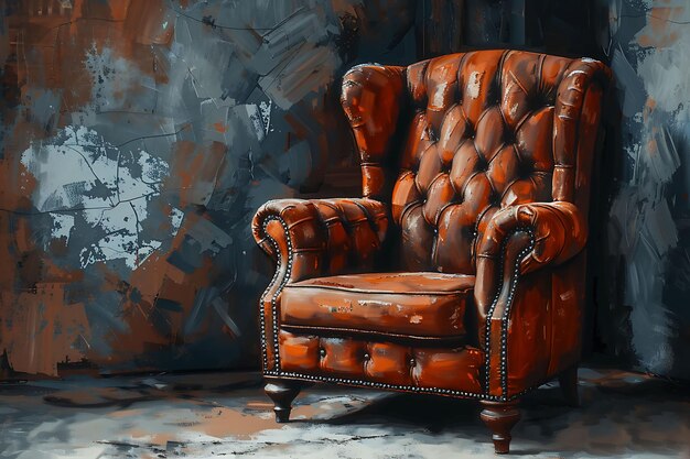 Elijahs Chair With Texture of Aged Leather Distressed Leathe Illustration Trending Background Decor