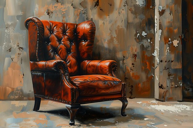 Elijahs Chair With Texture of Aged Leather Distressed Leathe Illustration Trending Background Decor