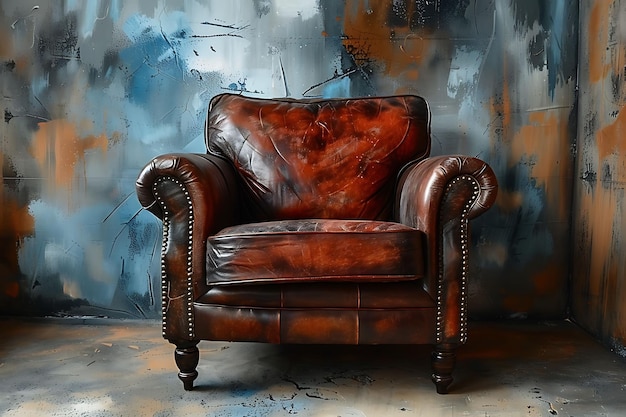 Elijahs Chair With Texture of Aged Leather Distressed Leathe Illustration Trending Background Decor