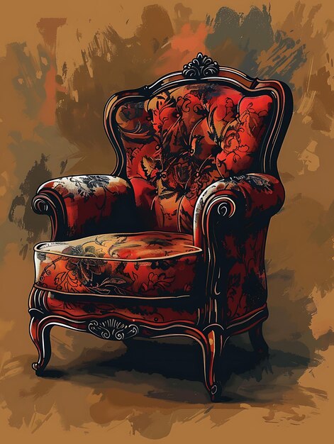 Elijahs Chair With Texture of Carved Wood Woodwork Collage E Illustration Trending Background Decor