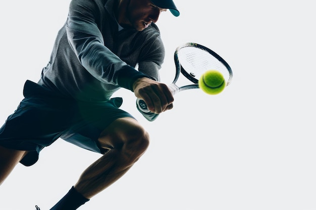 Elite Tennis Player with Futuristic Racket Isolated On White Background