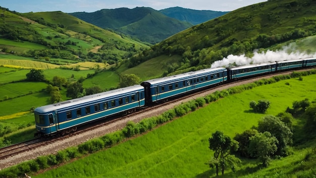 The Ella to Kandy diesel train locomotive winds through the Sri Lankan countryside