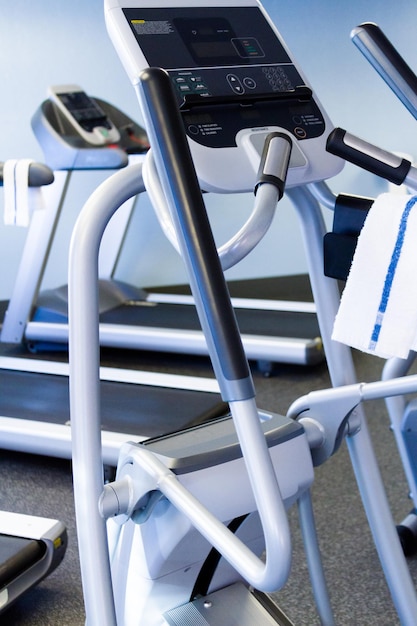 Elliptical machine in a small gym.