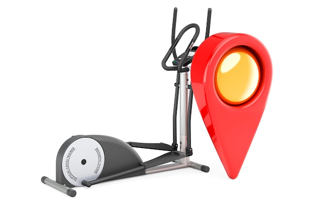 Elliptical trainer with map pointer 3D rendering