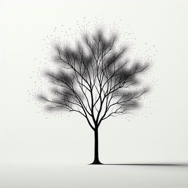 Photo elm tree black color silhouette vector with white background