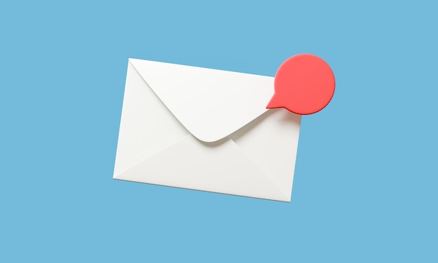 Email icon with notification unread mail logo 3d render illustration