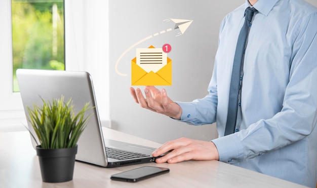 Email marketing and newsletter conceptContact us by newsletter email and protect your personal information from spam mail conceptScheme of direct sales in business List of clients for mailing