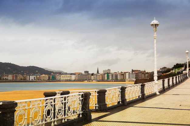 Embankment of La Concha in autumn  at San Sebastian 