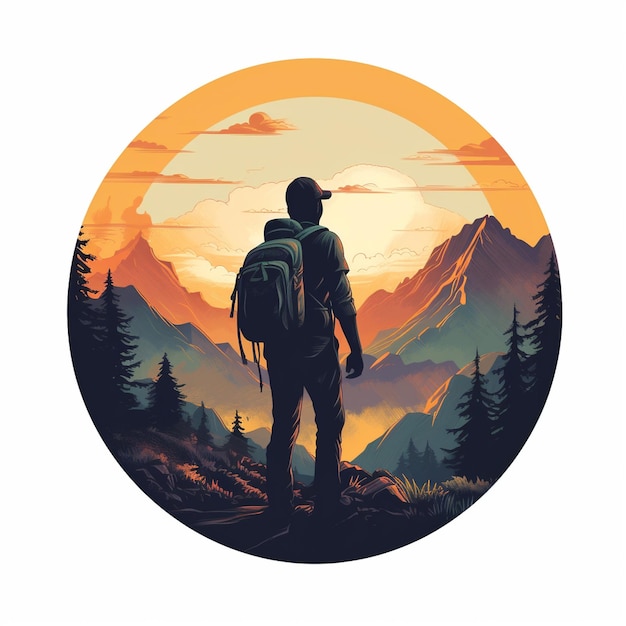 Embark on an artistic journey through the great outdoors with an illustration that captures the spirit of hiking