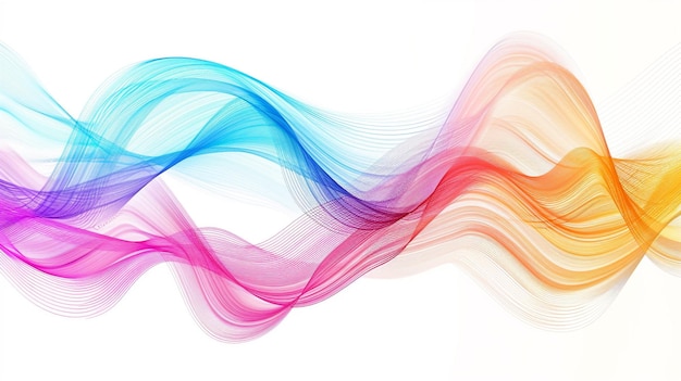 Embark on a vibrant journey through the kaleidoscope of innovation with dazzling gradient lines in a single wave style isolated on solid white background